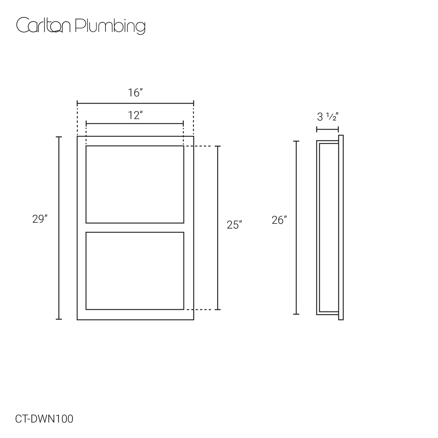 Dover 12 x 25” Double Shelf Wall Niche