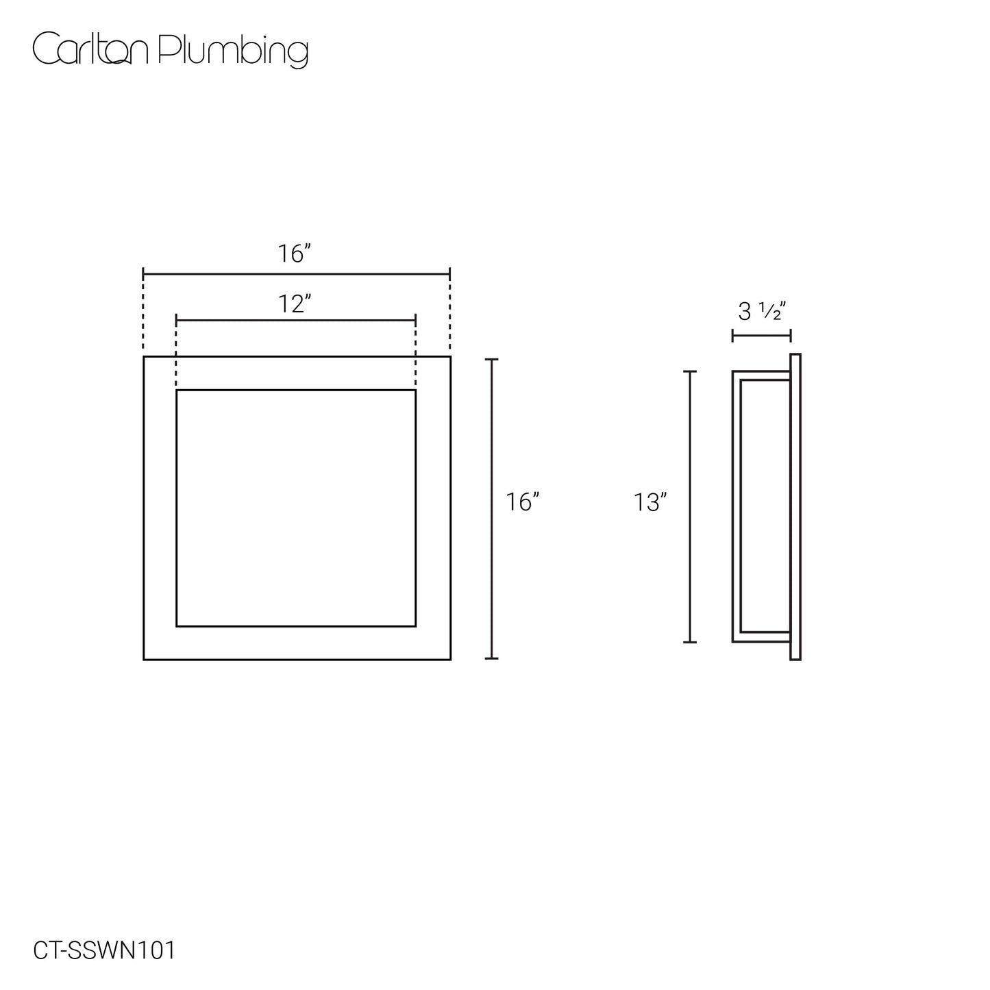 Dover 12” x 12” Single Shelf Square Wall Niche