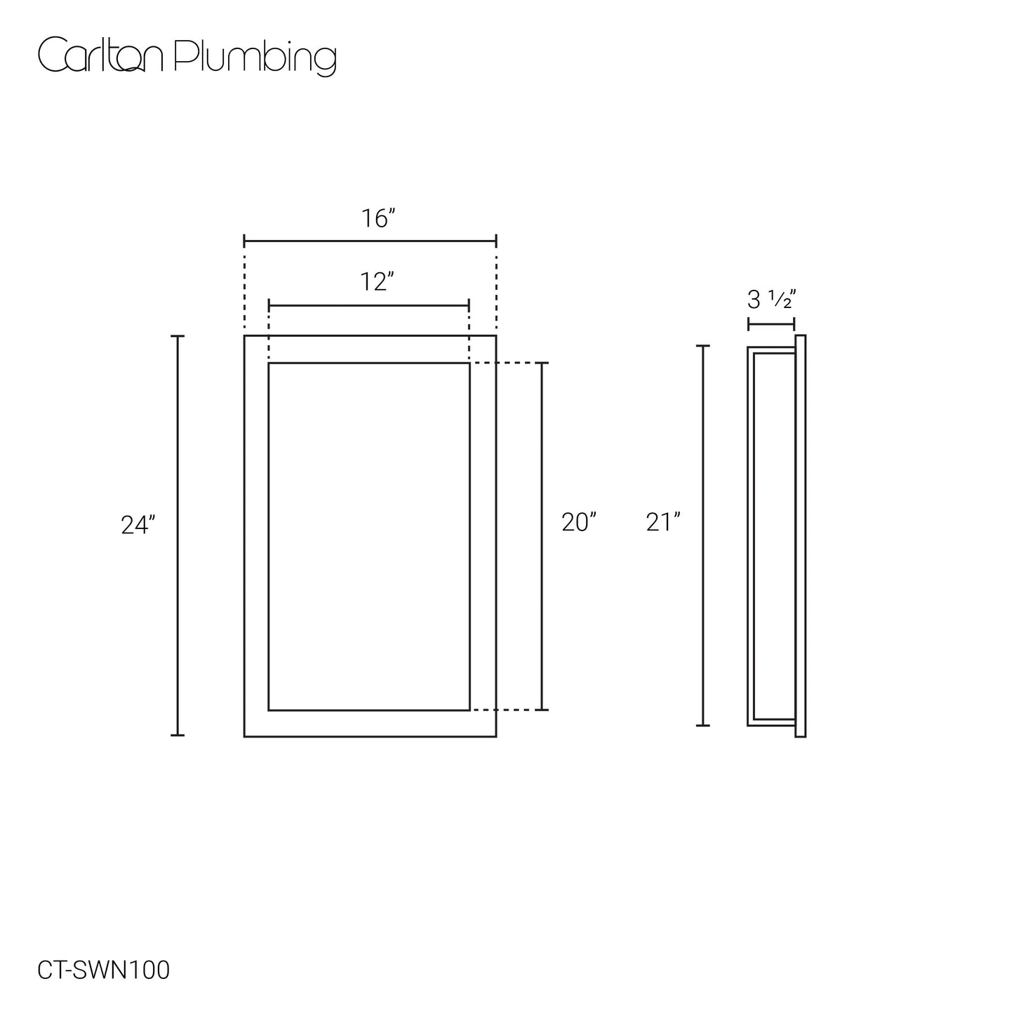 Dover 12” x 20” Single Shelf Wall Niche